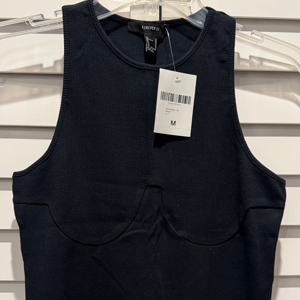 Forever 21 Black ribbed sleeveless Midi Dress - Picture 3 of 8